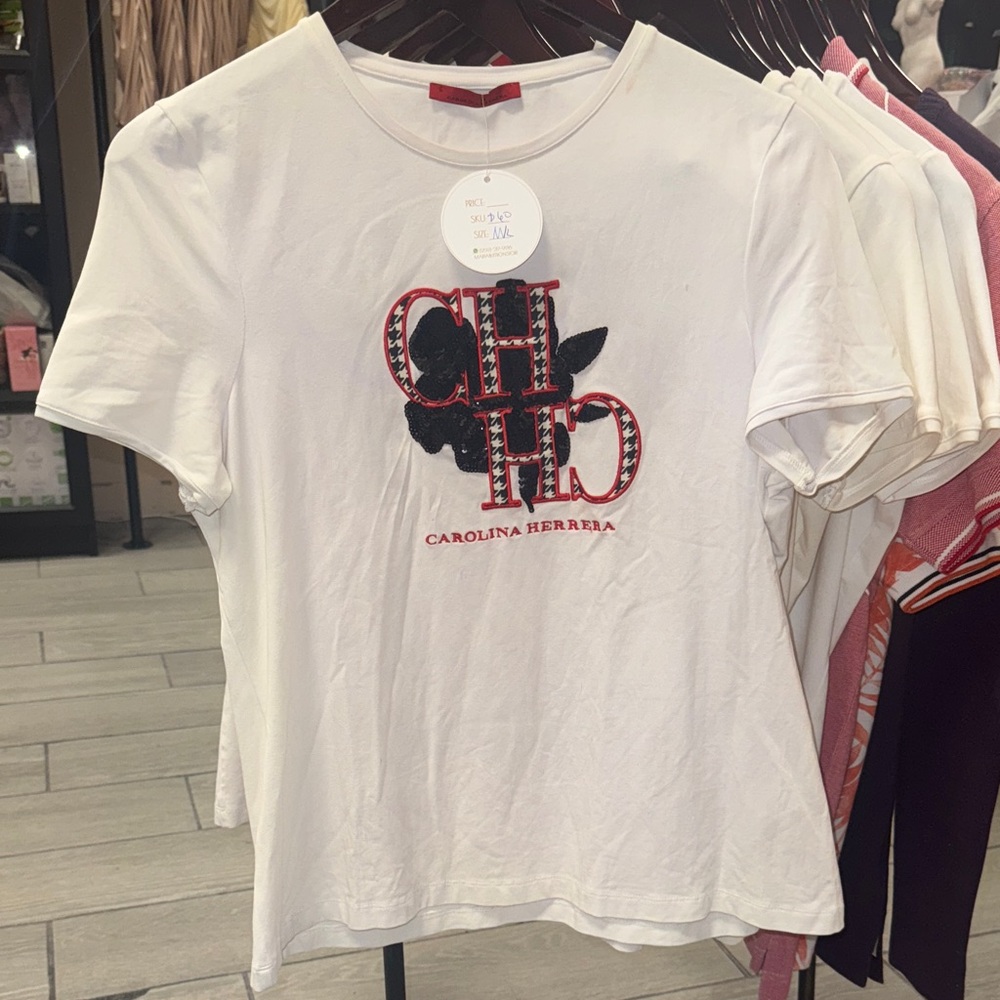 Carolina Herrera White and Red T-Shirt